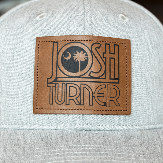 Gray Leather Patch Hat