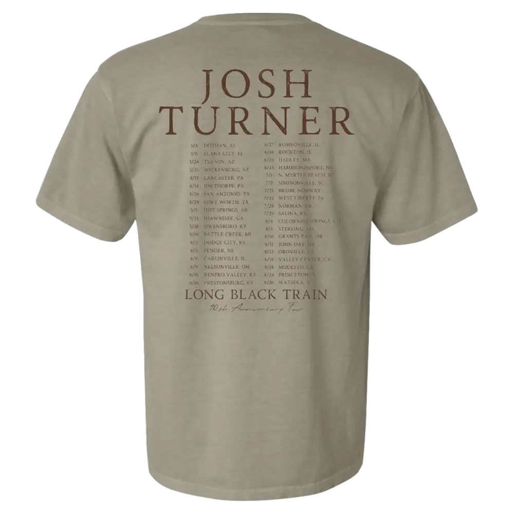 Tan t-shirt with ’Josh Turner’ and tour dates printed on the back.