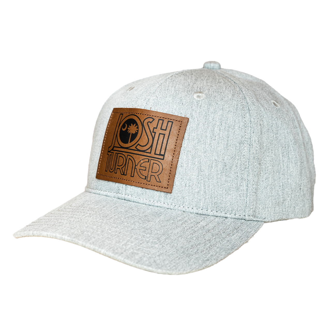 Gray Leather Patch Hat