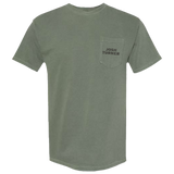 Olive green t-shirt with a chest pocket bearing the name ’Josh Turner’.