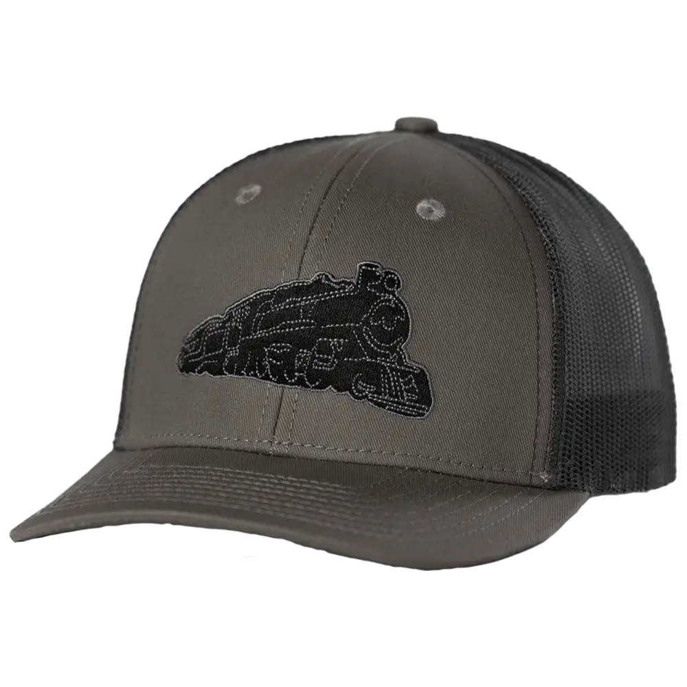 A dark gray, 6-panel mesh hat with an embroidered train patch on the front and 'Josh Turner' text on the back.